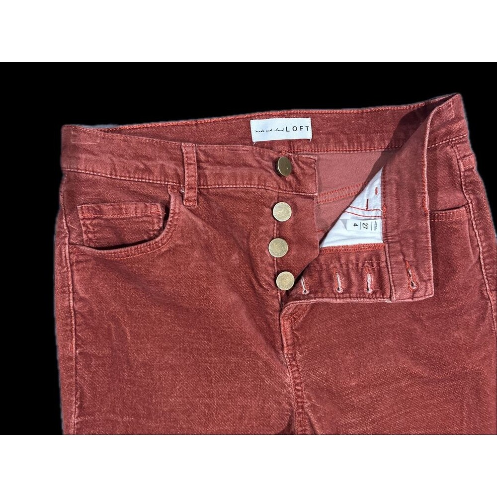 Womens LOFT Made and Loved High-Rise Skinny Corduroy Pants Rust Size 27